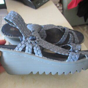 Bernie Mev Woven Wedge Sandals Comfort Slingback Blue Womens Size 40